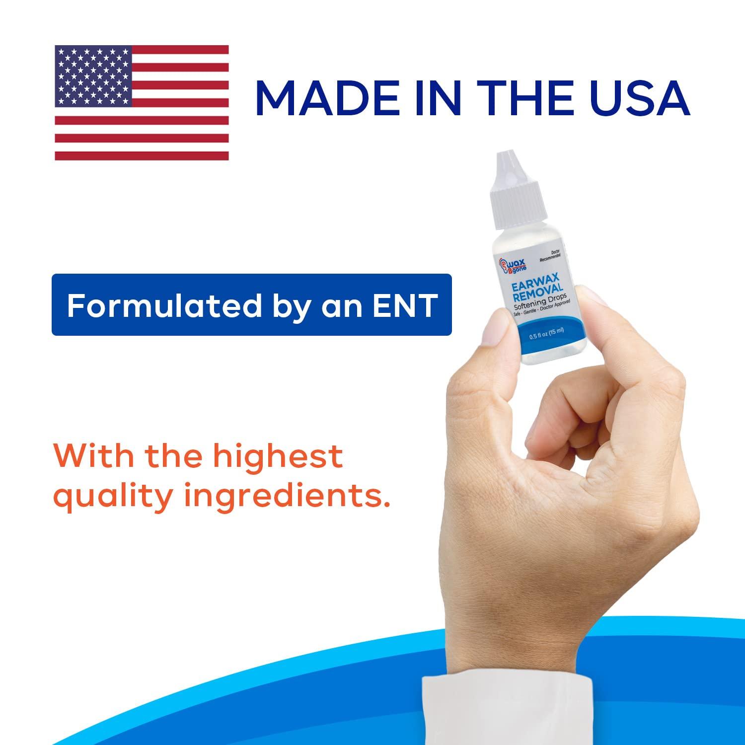 waxBgone WaxBgone Ear Wax Removal Drops - Dissolves Ear Wax with Gentle Foaming Action - Safe and Effective Wax Softening Ear Drops - Aids Irrigation of Clogged Ears for Adults and Kids - 0.5 Fl. Oz.Bottle