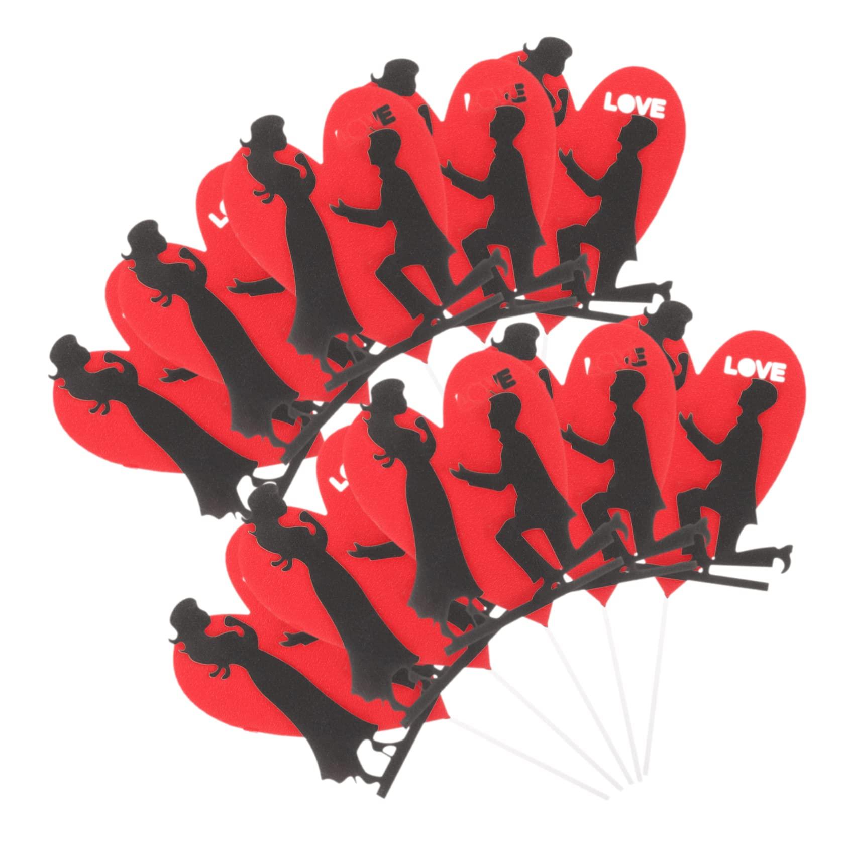 IMIKEYA IMIKEYA 66 Pcs Engagement Asl Heart Cake Topper Bride and Groom Couple Cake Picks Valentine Be Happy Love Cake Picks Wedding Cake Centerpiece Stick Funny Paper Proposal Romantic Bridegroom