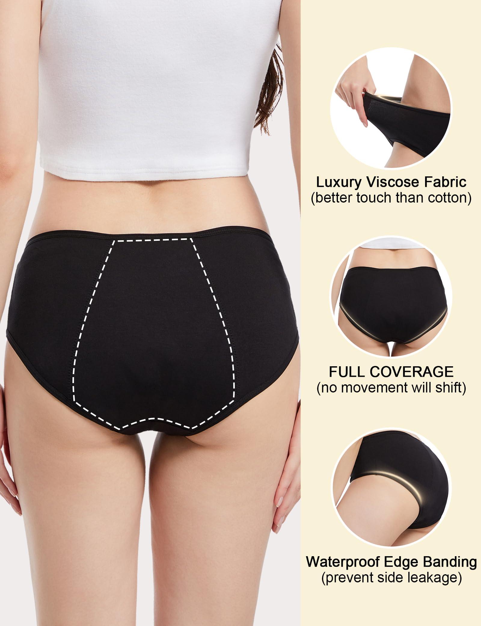 ECO PERIOD EcoPeriod Period Underwear for Women Heavy Flow Leakproof Menstrual Incontinence Underwear Period Panties for Teens(3 Pack Black,2XL), XX-Large