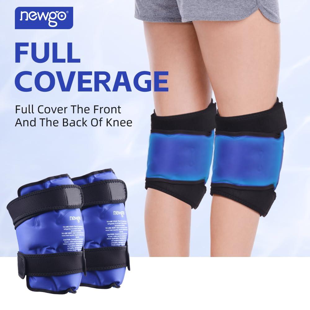 NEWGO NEWGO Ice Pack for Knee Replacement Surgery, Reusable Gel Cold Pack Wrap Around Entire Knee for Knee Injuries, Pain Relief, Swelling, Bruises (2Pack Blue)