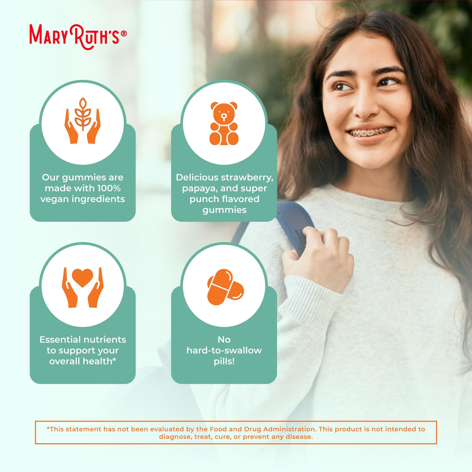 MaryRuth Organics MaryRuth Organics Multivitamin for Teens | Teen Multivitamin Multimineral Gummies with Vitamin B, C, D and E, Biotin, Zinc | Teen Vitamins | Vegan | Sugar Free | Gluten Free | 60 Count