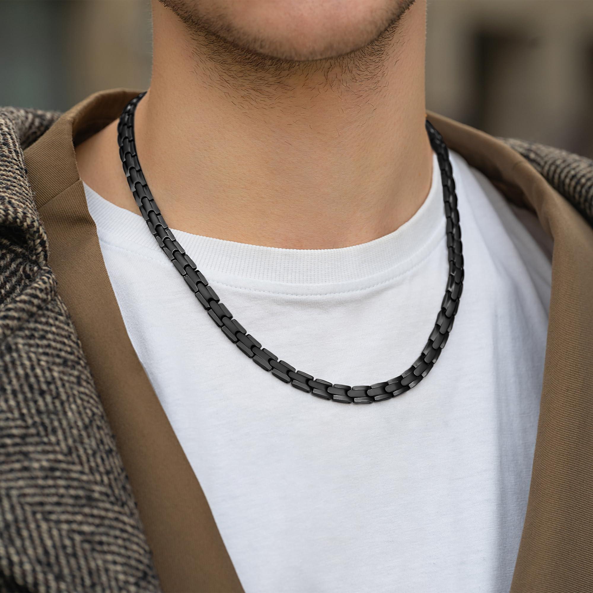 MagnetRX MagnetRX Titanium Magnetic Necklace Ultra Strength Magnetic Necklaces for Men & Women Effective Titanium Necklace with 62 Magnets (Black, 21.5 Inches)