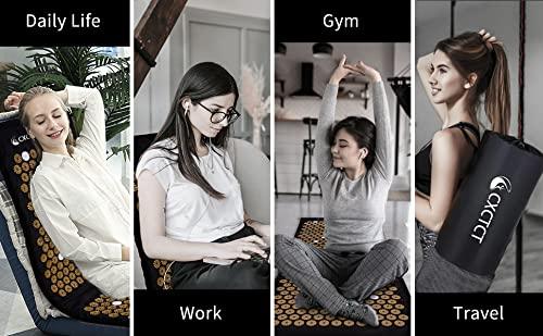 CXCTCT Extra Long Yoga Acupressure Mat Set,Massage Acupuncture Mat Large,Magnetic Mat Acupressure Body mat and Pillow for Neck Back Pain Relief(Gold)