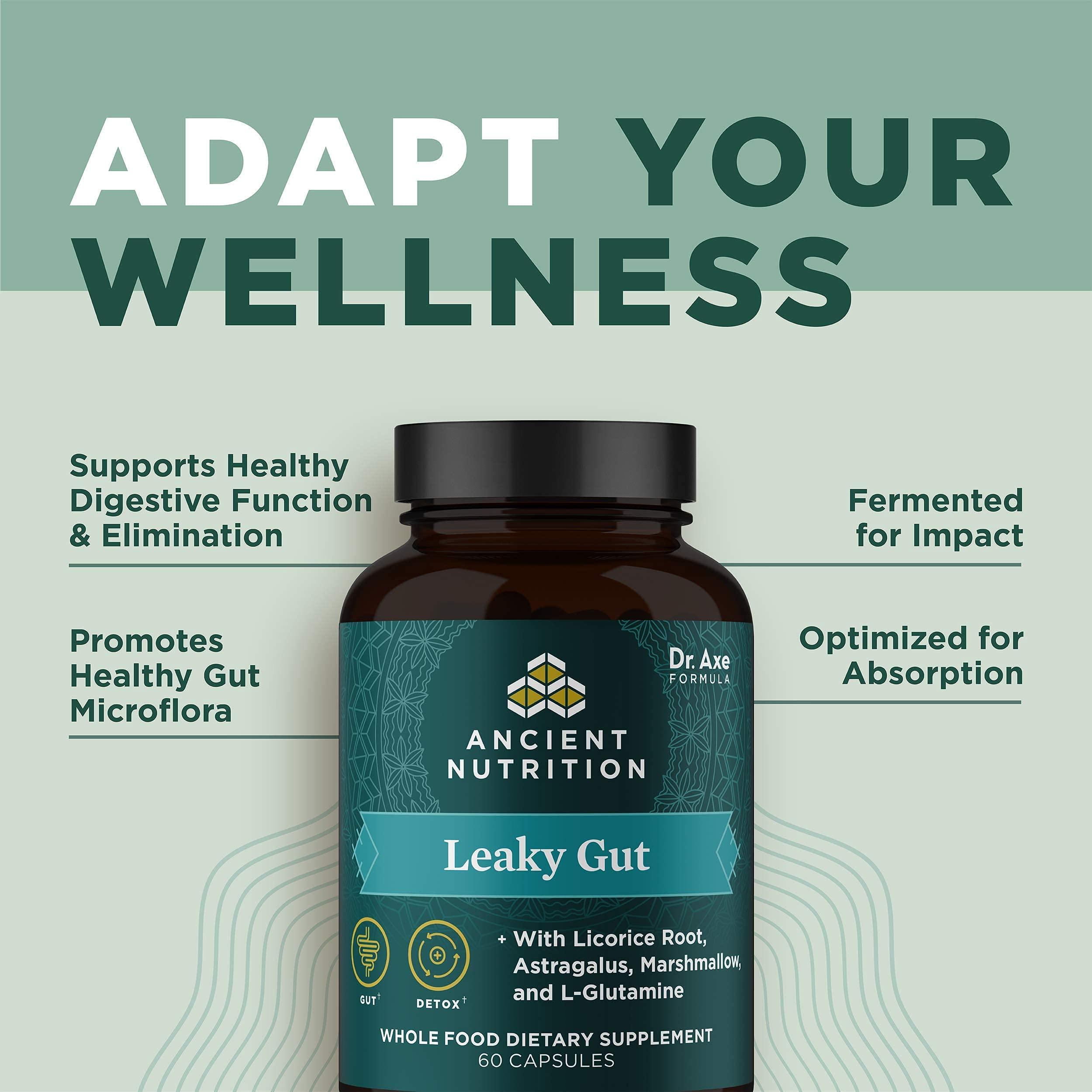 Ancient Nutrition Gut Health Supplement by Ancient Nutrition Leaky Gut Capsules, 60ctFormulated with Licorice Root, Astragalus, Marshmallow, and L-Glutamine, Gluten Free, Paleo and Keto Friendly, 60 Ct