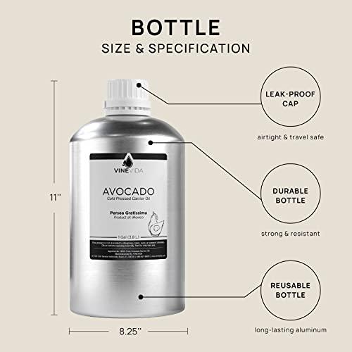 VINEVIDA VINEVIDA Avocado Carrier Oil - Gallon Avocado Oil Undiluted - Bulk Gallon Carrier Oil for Soap Making Safe for Skin - DIY Candle Scents for Candlemaking Scents - 8 lbs Avocado Oil