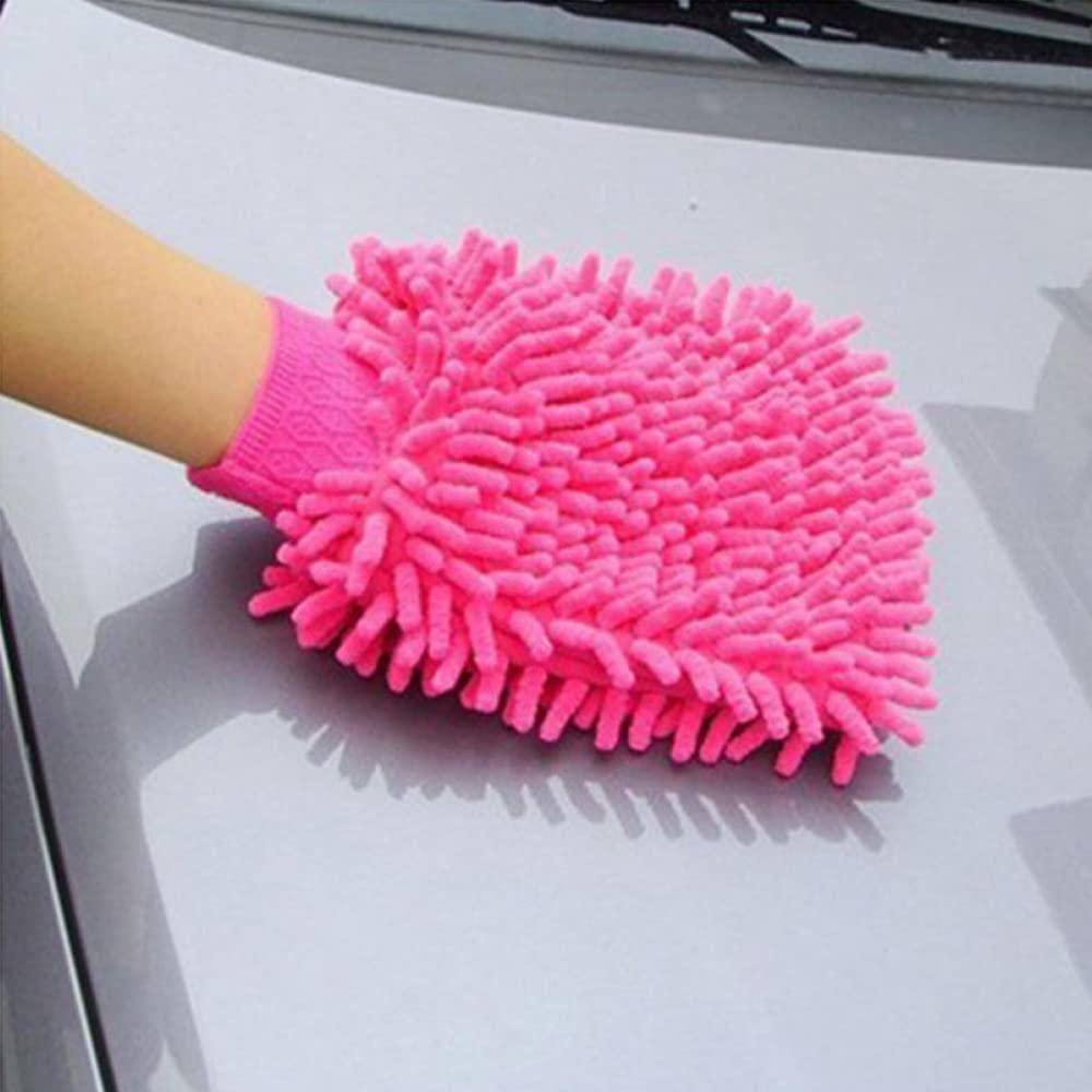 TopHomer TopHomer 5 Pcs Microfiber Gloves House Cleaning Auto Dusting Gloves for Plants House Cars Blinds Dusting Furniture and Small Objects (Pink)