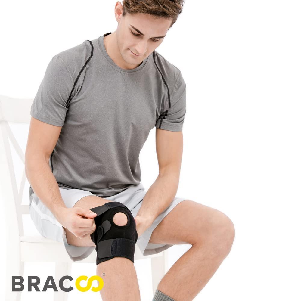 Bracoo Bracoo KS10 Adjustable Compression Knee Patellar Tendon Support Brace (Black) FS60 Ankle Airy Sleeve Brace, 1 Pair, Black (S/M)