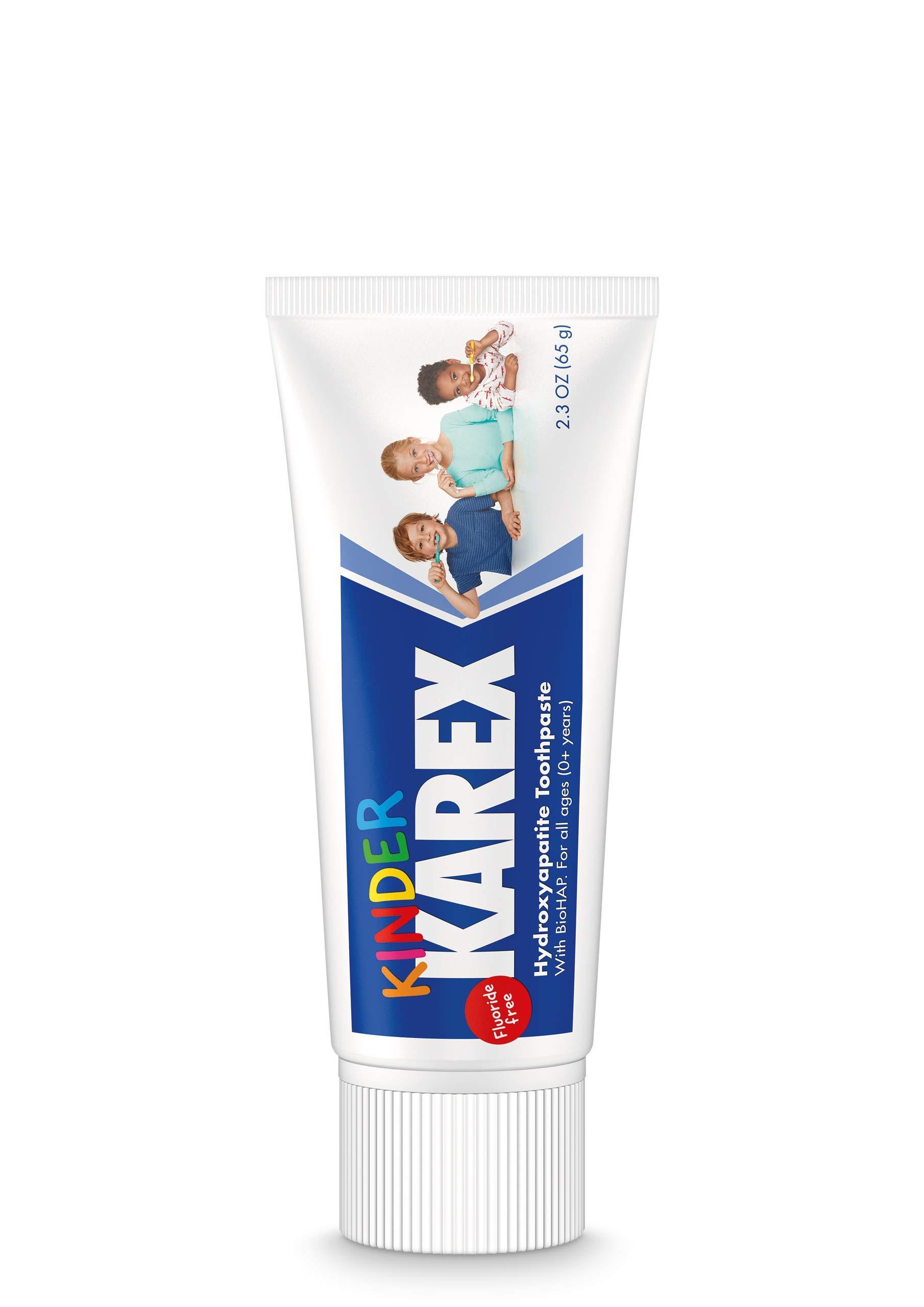 KAREX Kinder Karex Hydroxyapatite Kids Toddler Toothpaste 2.3 Ounce (Pack of 3), Fluoride Free, Safe If Accidentally Swallowed