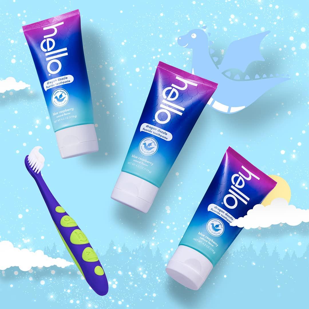 hello hello Variety (Unicorn, Strawberry, Dragon) Fluoride Kids Toothpaste, Anticavity, Natural Flavors & Activated Charcoal Epic Whitening Fluoride Free Toothpaste, Fresh Mint + Coconut Oil