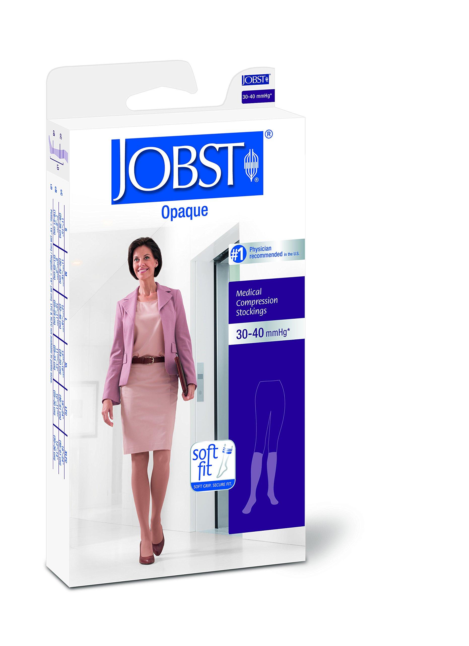 JOBST JOBST Opaque Knee High with SoftFit Technology Band, 30-40 mmHg Compression Stockings, Open Toe, X-Large Full Calf, Classic Black