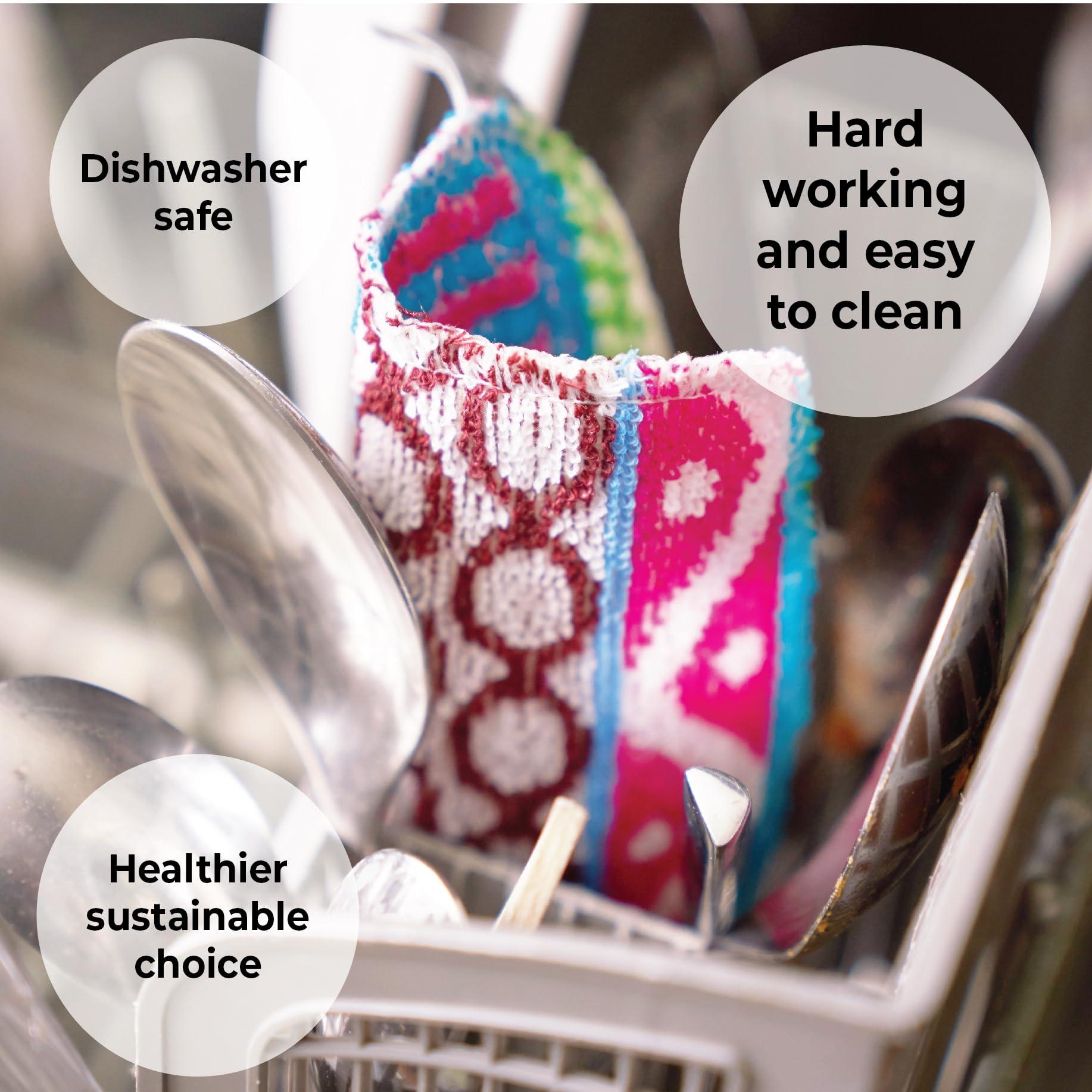 Skoy Skoy Scrub, 4-Pack Reusable, Non-Scratching Dish Scrubber for Kitchen and Household Cleaning, Eco-Friendly, Dishwasher Safe Soft Scrub, Monochromatic Colors