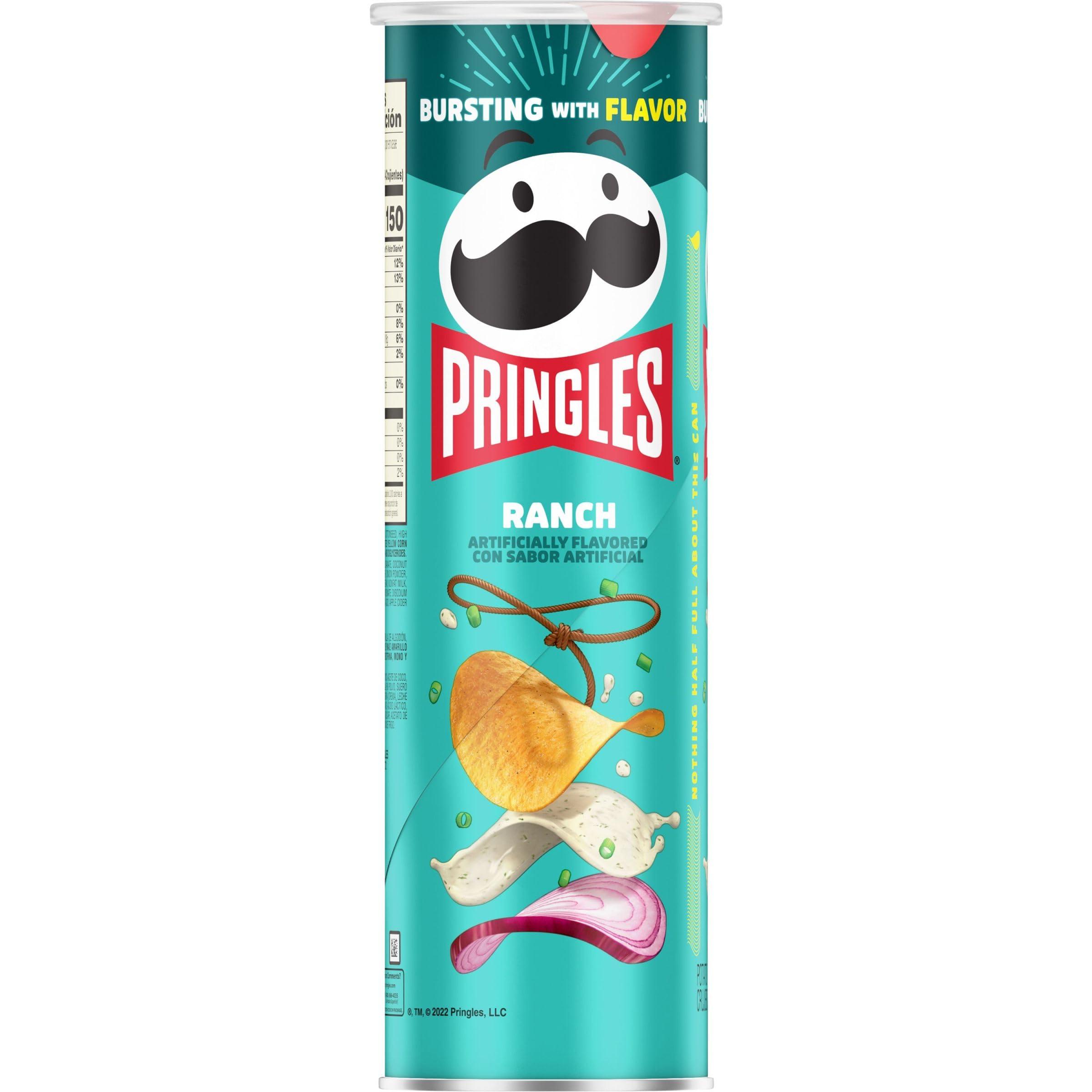Pringles Pringles Potato Crisps Chips, Lunch Snacks, On-The-Go Snacks, Ranch, 5.5oz Can (1 Can)