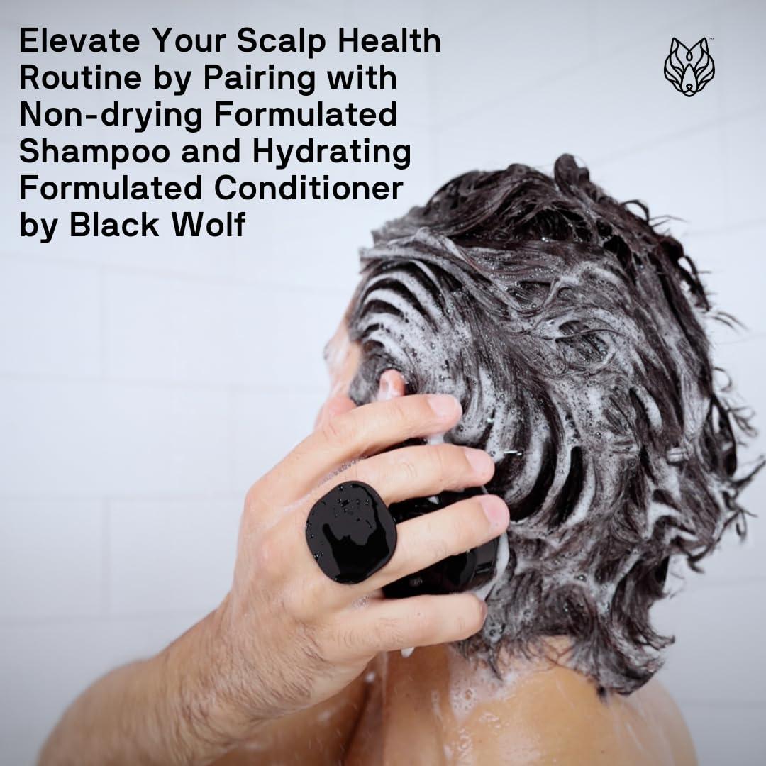 Black Wolf Black Wolf Sonic Scalp Scrubber - Electric Hair & Scalp Massager Brush with 3-Speed Oscillation - Rechargeable Shower Brush & Head Scrubber with Soft Silicone Bristles for Deep Clean & Exfoliation