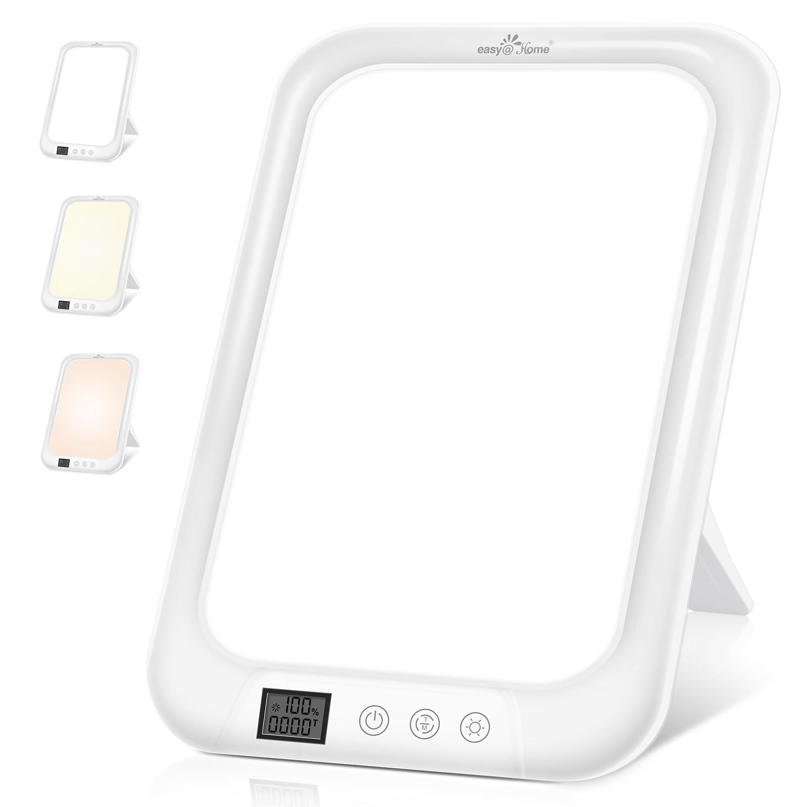 Easy@Home Easy@Home Light Therapy Lamp: LED Light Therapy Energy Lamp UV-Free with 10000 Lux | Sun Lamp with 3 Color Adjustable Brightness Levels | Timer Memory Function ELT-492-WT