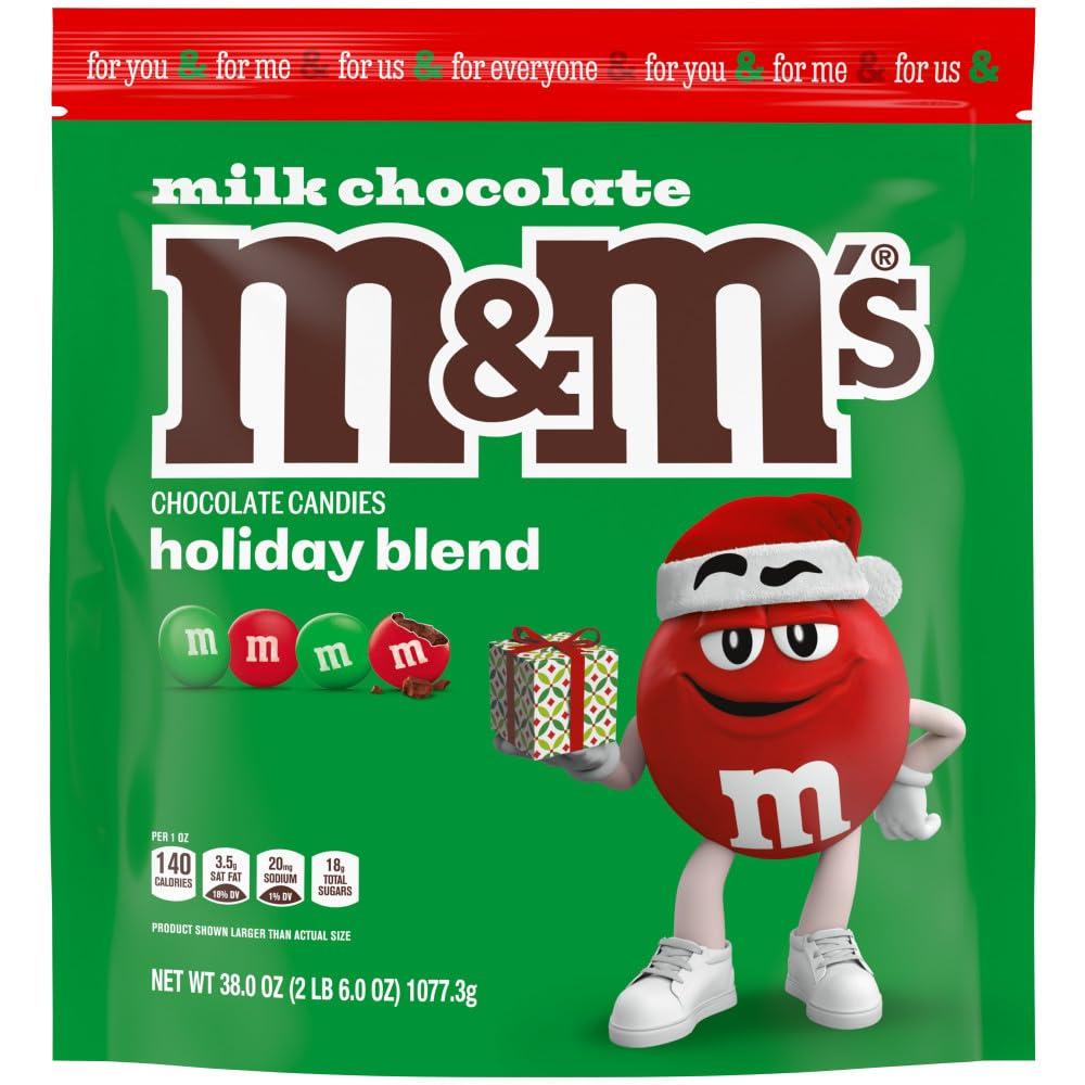 M&M\'s M&M\'S Milk Chocolate Red & Green Christmas Candy Bulk Assortment, 38 oz Resealable Bag