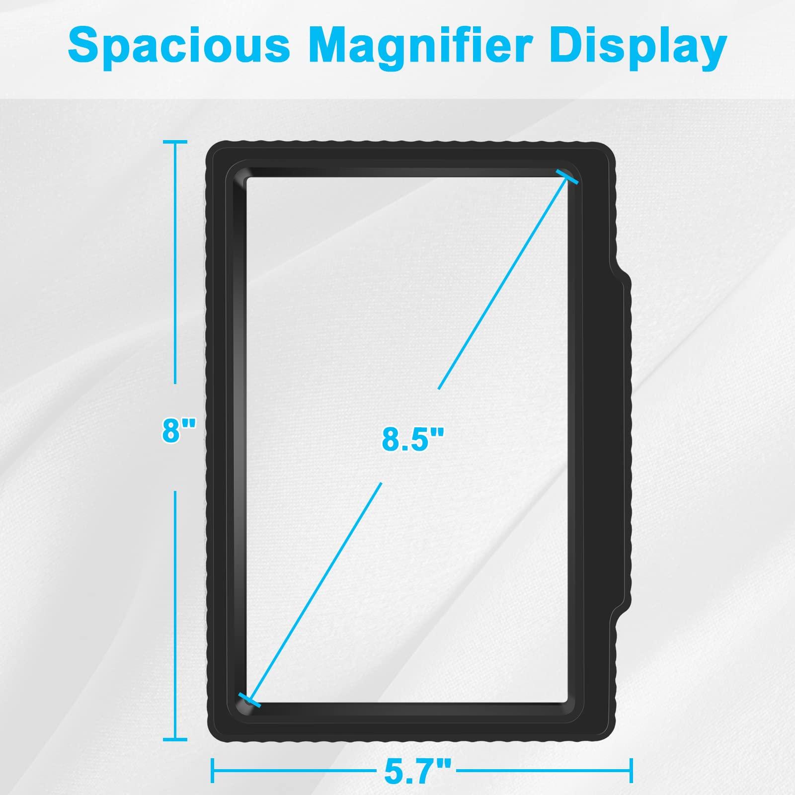 molebe 5X Large Page Magnifying Glass for Reading, Full-Page Viewing Area Magnifier Handheld Lightweight Magnifier for Reading Seniors and Low Vision Person Black
