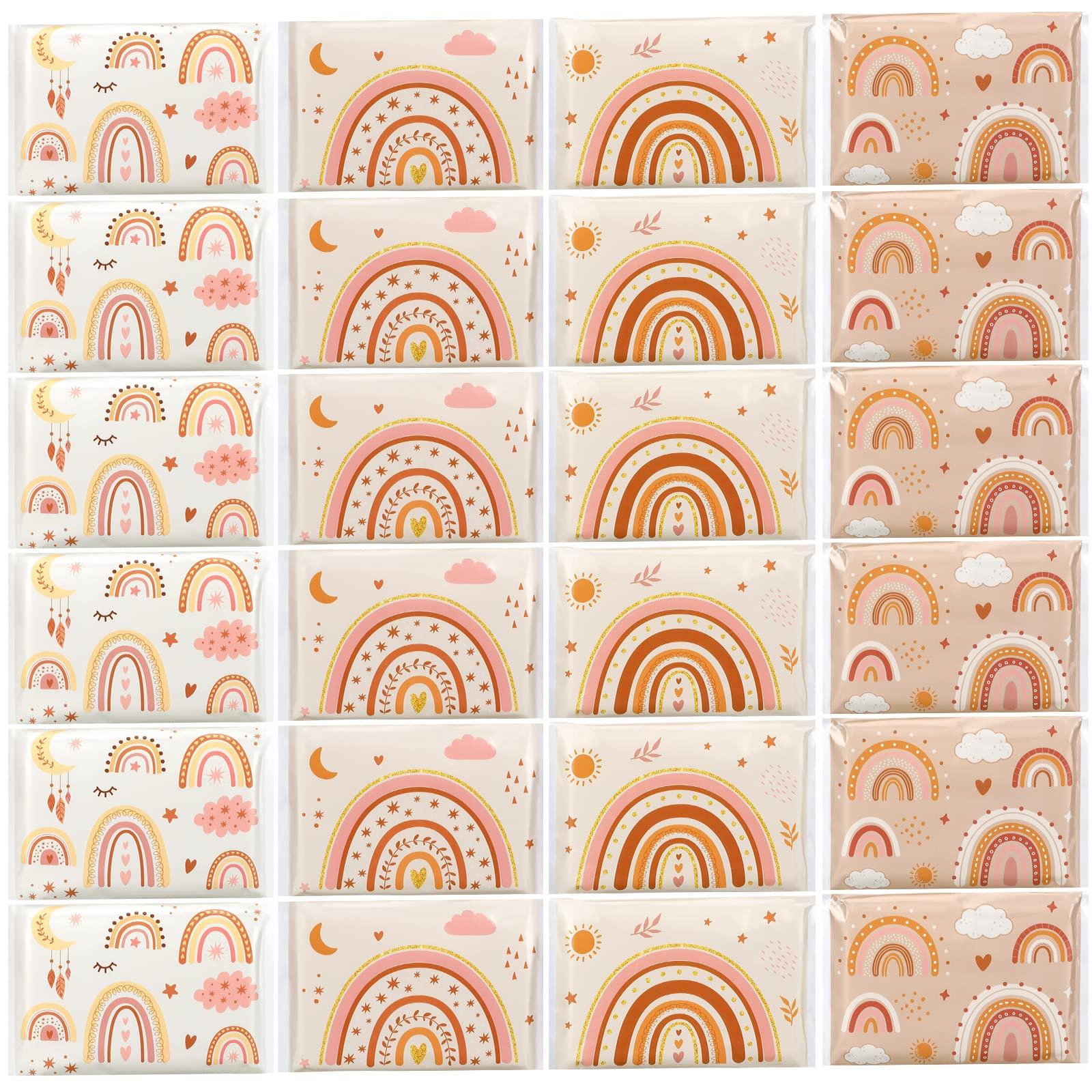 Tinlade Tinlade 24 Packs Facial Tissues 3 Ply Travel Tissue Packs Individual Wallet Size for Travel Wedding Party Favors, 10 Sheets Each, 4 Designs(Rainbow)