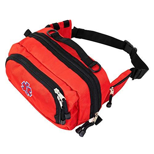 LINE2design LINE2design Deluxe Medical Fanny Pack Large - EMS Emergency First Aid Paramedic EMT First Responder - Portable Travel Size Medical Equipment Organizer Hip Bag with Multiple Internal Pockets - Red