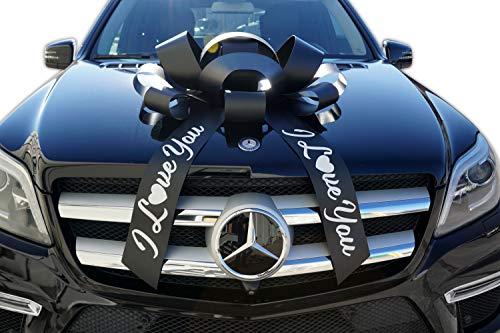CarBowz CarBowz Big Car Bow, I Love You, Giant 30" Bow, Non Scratch Magnet, Weather Resistant Vinyl (Black)