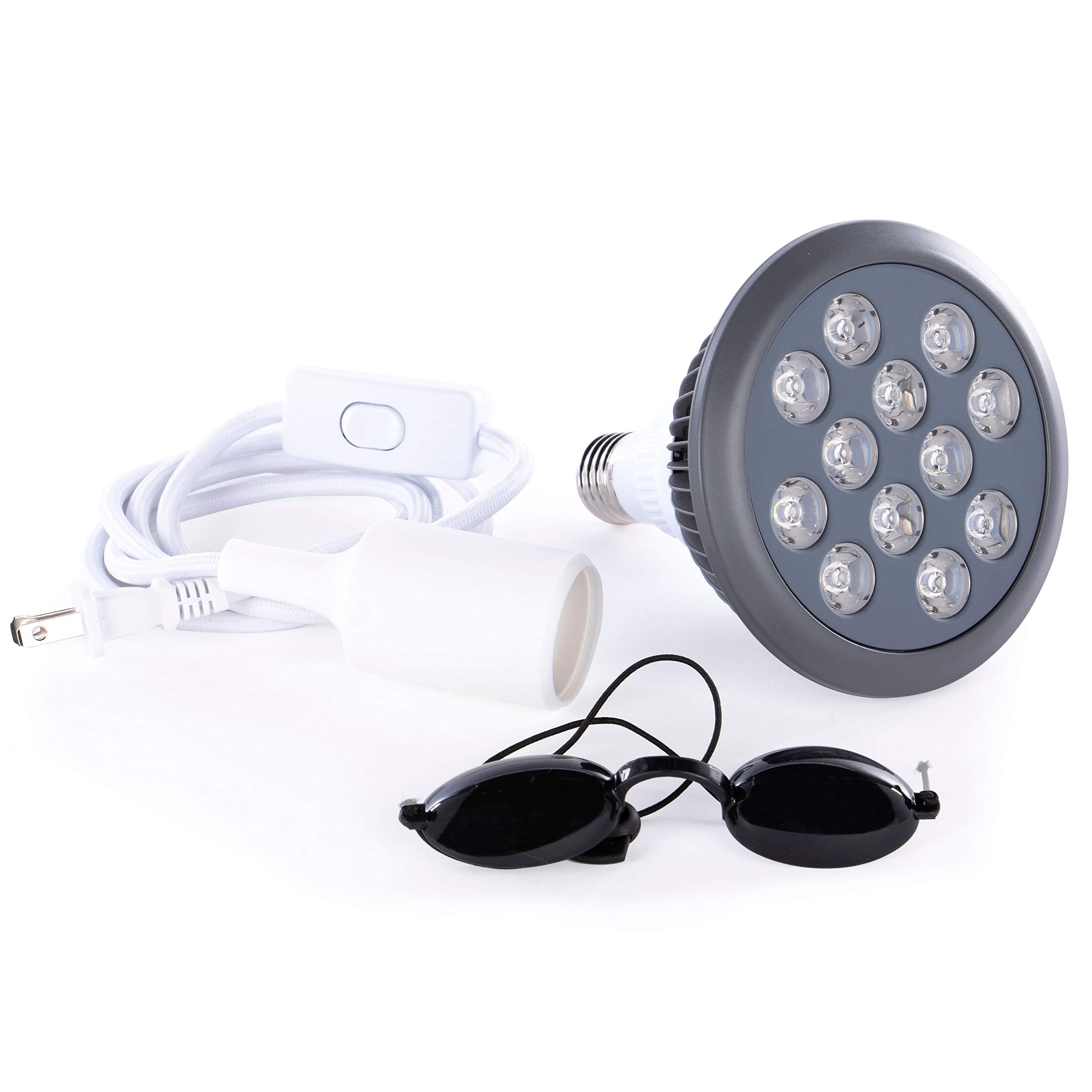 hooga hooga Yellow Light Therapy Bulb Power Cord Included. 590 nm Wavelength. 12 LEDs. High Irradiance, Treatment for Skin. Reduces Dark Spots, Blemishes, Freckles, and Smoothes Skin.