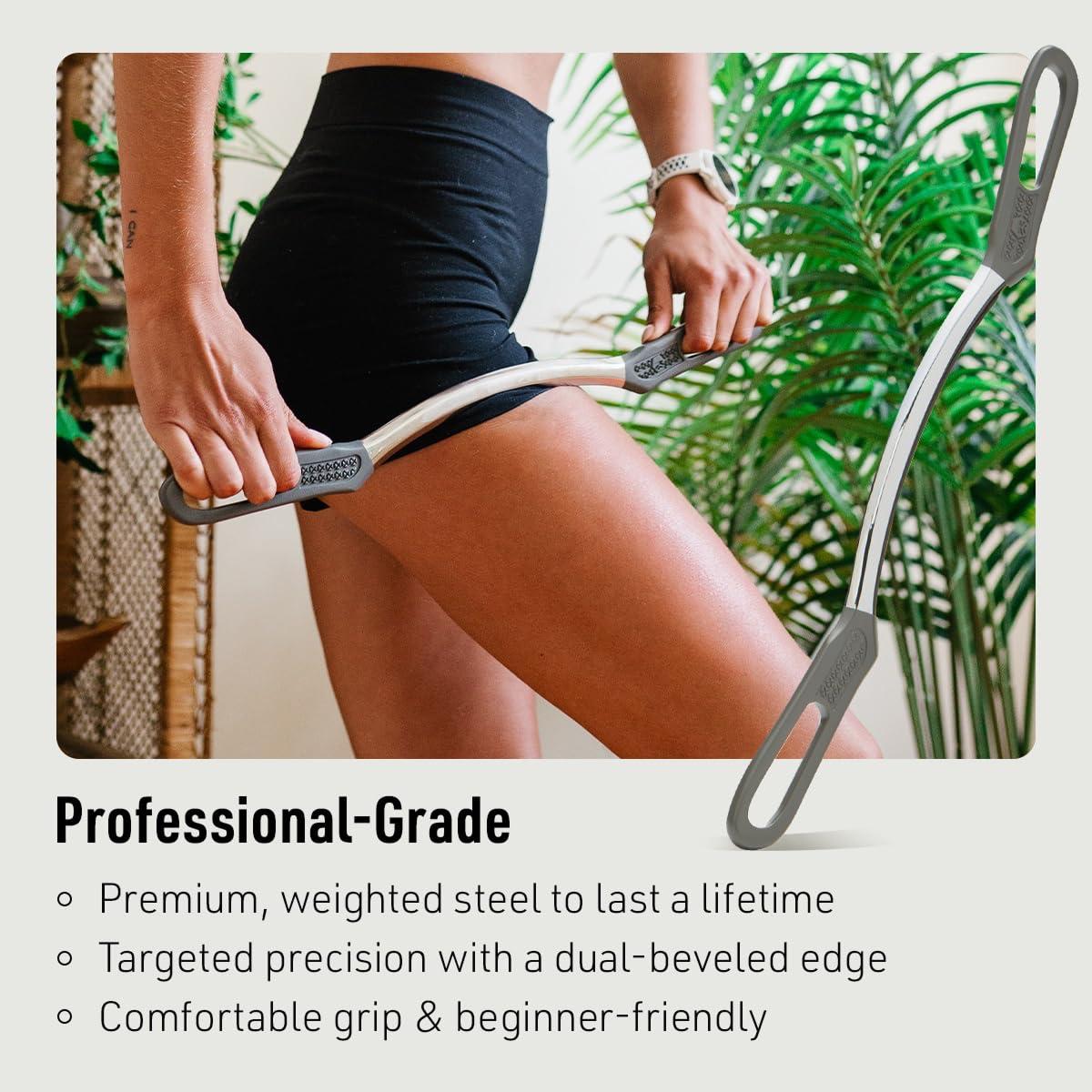 SIDEKICK Sidekick Bow Muscle Scraper - Stainless Steel Gua Sha Tool Full Kit Designed for IASTM to Relieves Back, IT Band, & Large Muscle Pain - Relieves IT Band Syndrome & Quad/Hamstring Strain