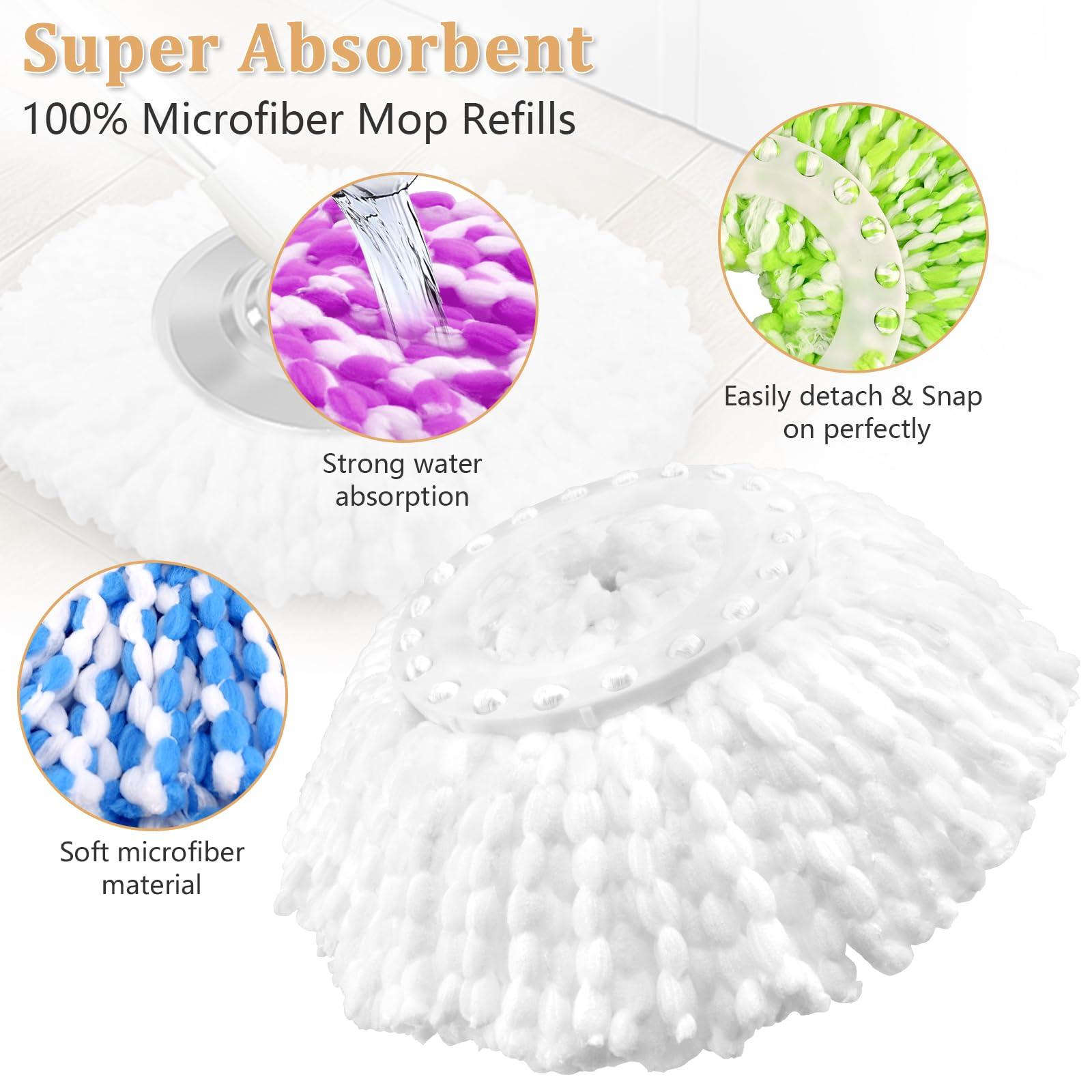 NICEMOVIC NICEMOVIC 5 Pack Spin Mop Replacement Head for 360 Spin Mop System, Round Shape Standard Universal Size Mop Head, Microfiber Spin Mop Refills Easy Cleaning and Machine Washable