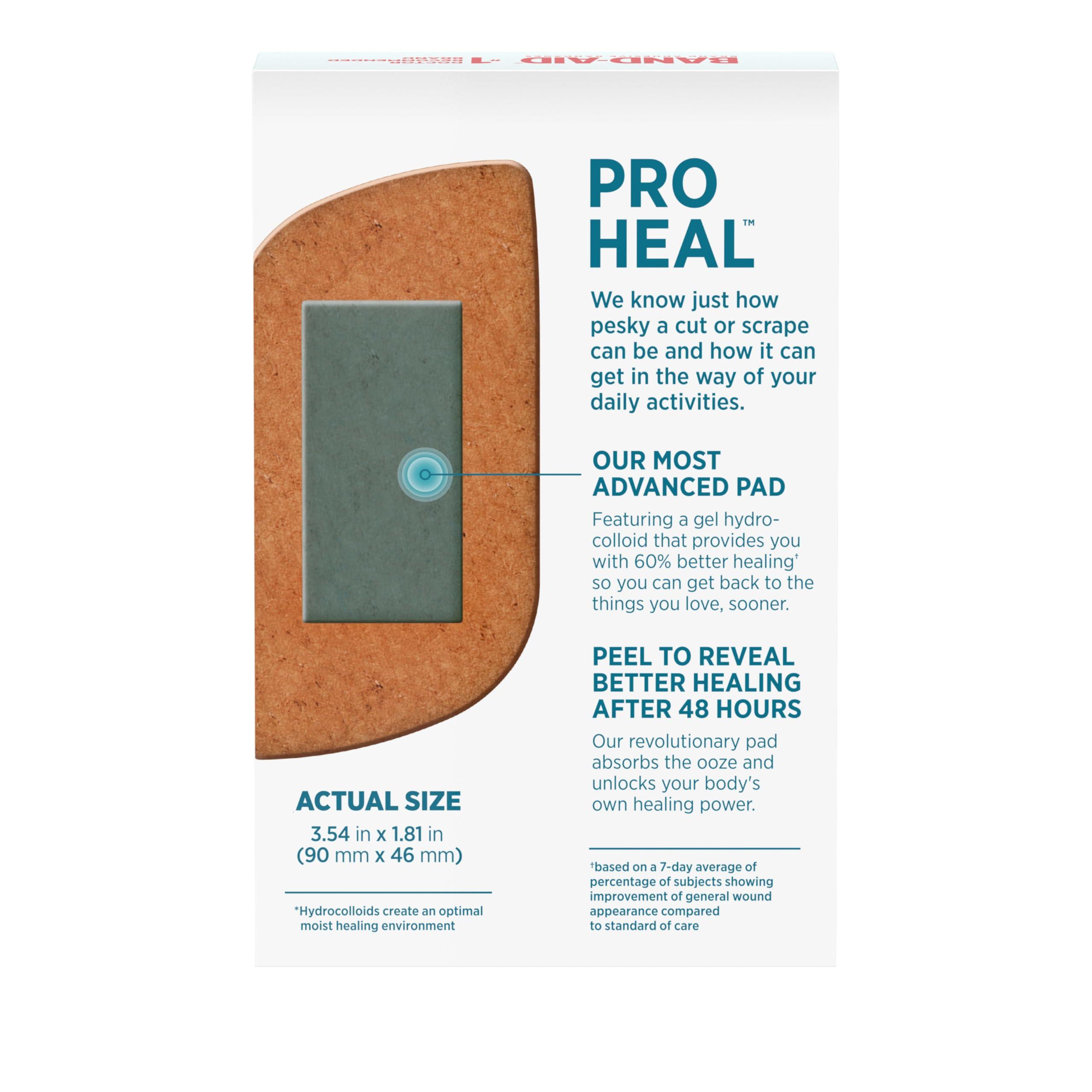 Band-Aid Band-Aid Brand Pro Heal Adhesive Bandages with Hydrocolloid Gel Pads, Large Clinically Tested Waterproof Bandages for better Healing of Minor Wounds, Sterile First Aid Bandages, 5 ct