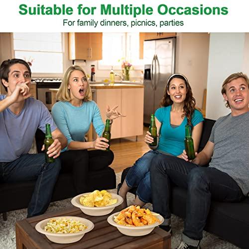 Bionutrio 20oz Paper Bowls Disposable, 100 Pack Bowls Disposable Heavy Duty, Compostable Soup Bowls, Biodegradable Serving Bowls for Salad, Ice Cream, Dessert, Eco-Friendly Bowls Made Of Sugarcane