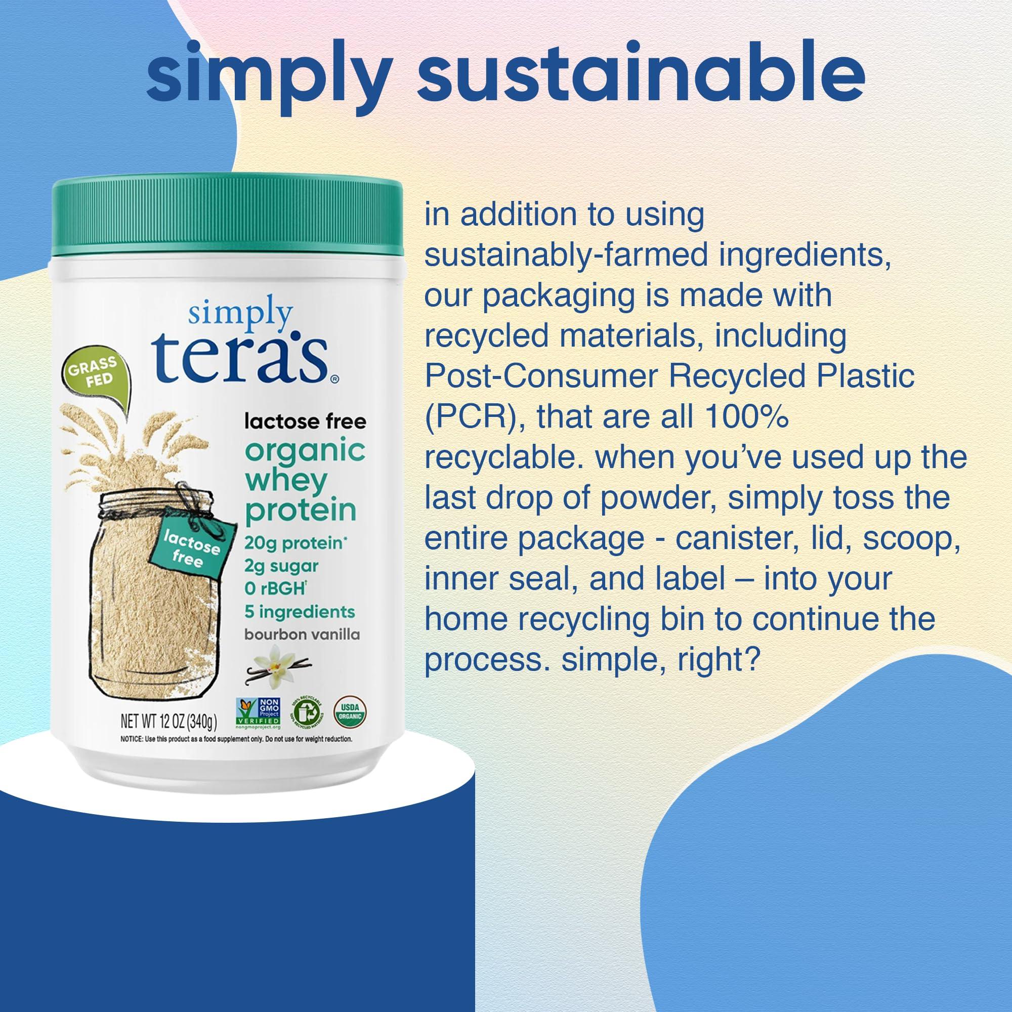 simply tera\'s simply tera\'s Lactose Free Organic Whey Protein - Lactose Free Protein Powder, Vanilla Protein Powder with 20g of Protein Per Serving, Non-GMO, Gluten-Free, rBGH-Free, Kosher - 12 Oz