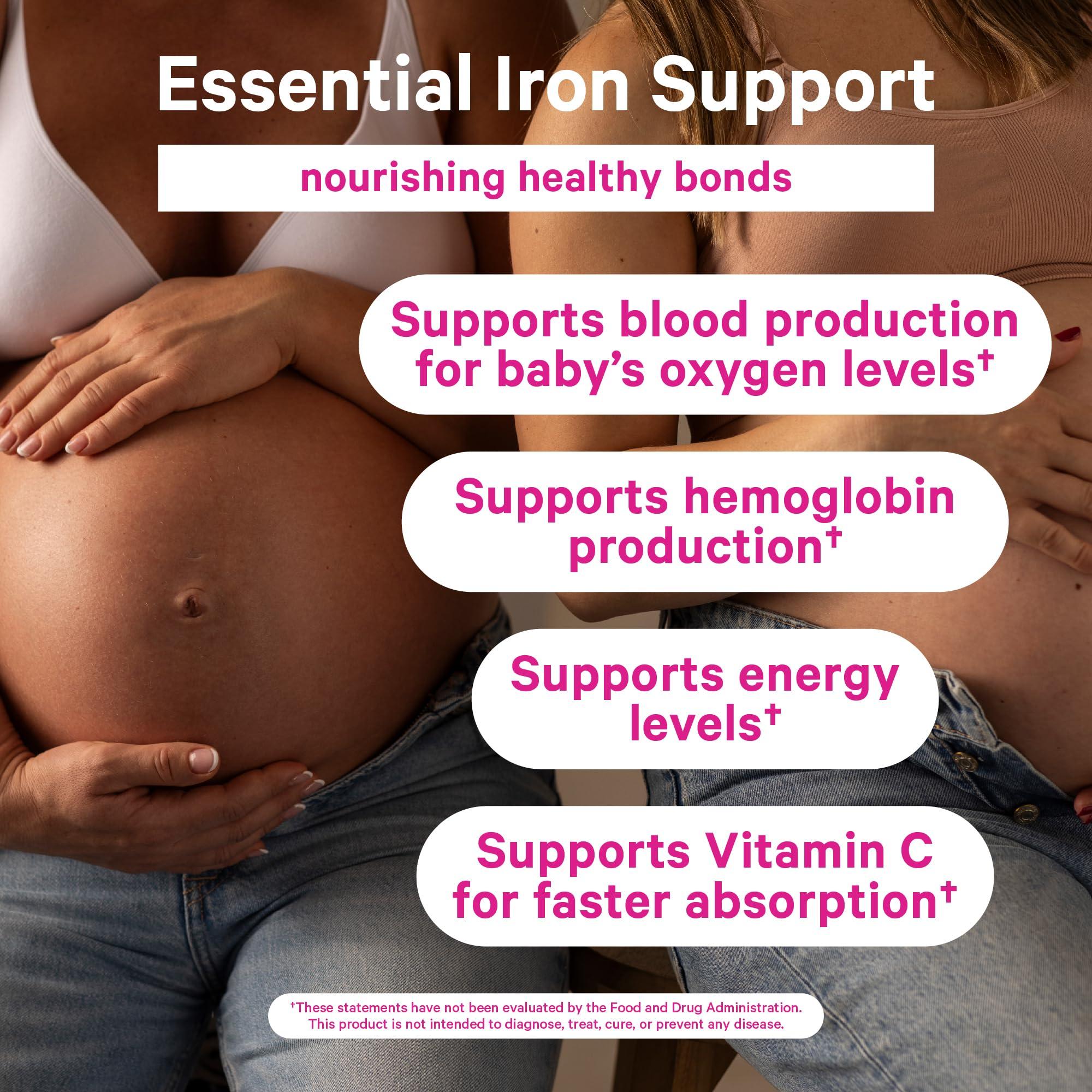 Pink Stork Pink Stork Prenatal Iron Supplement Gummies for Women - 20 mg Iron Gummy with Vitamin C - Grape Chewable for Iron Deficiency, Energy, & Blood Builder - 60 Gummy Chews