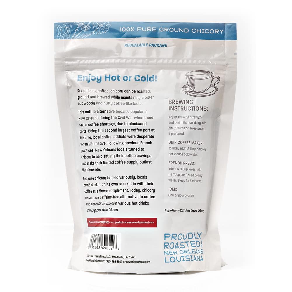 New Orleans Roast New Orleans Roast 100% Pure French Chicory - 12oz (Pack of 6) - Coffee Alternative, Acid Free, Caffeine Free, Dark Roast, Brew Just Like Coffee, Blend Chicory Root with Coffee, Coffee Substitute, Keto (New Resealable Bag)