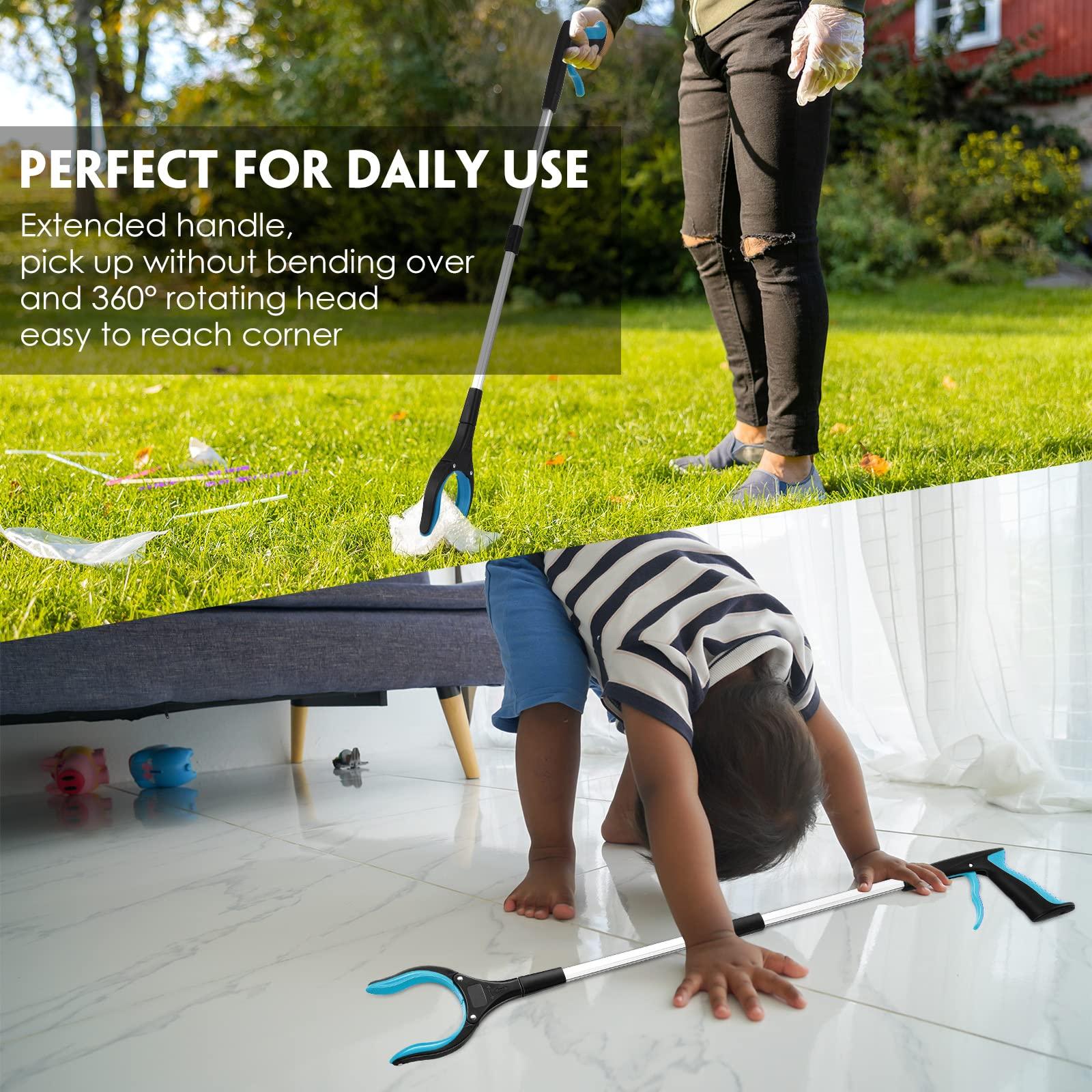 Zopeal 6 Pack Trash Grabber Reacher Tool for Elderly, 32\" Foldable Trash Picker Upper Grabber Long Handy Mobility Aids Lightweight Reaching Tool for Pick Up Stick Arm Extension Litter Claw Picker (Blue)