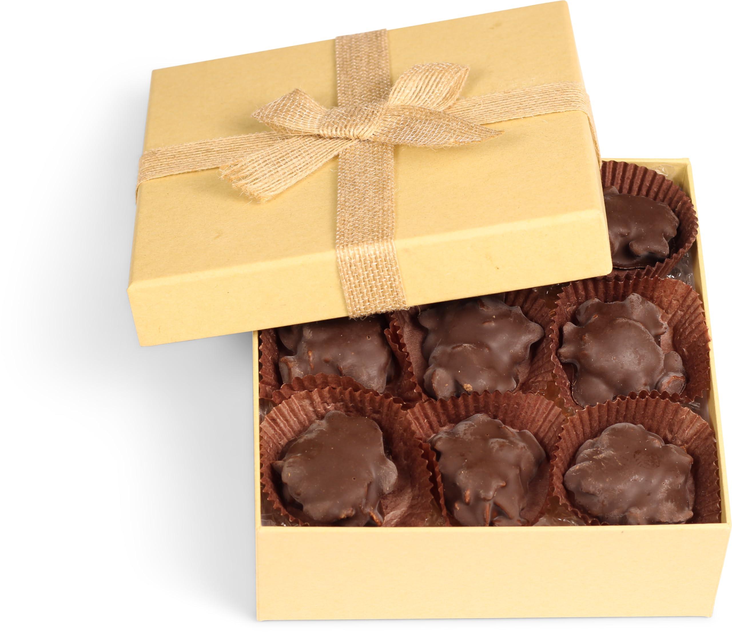 It\'s Delish Chocolate Caramel Rice Crispies Clusters Gift Box - by It\'s Delish | 12 OZ Premium Dark Chocolate Covered Crips Rice Nuts with Carmel Cluster without Nuts | Christmas Gifts Box of Chocolates Candy Turtles Vegan, Kosher
