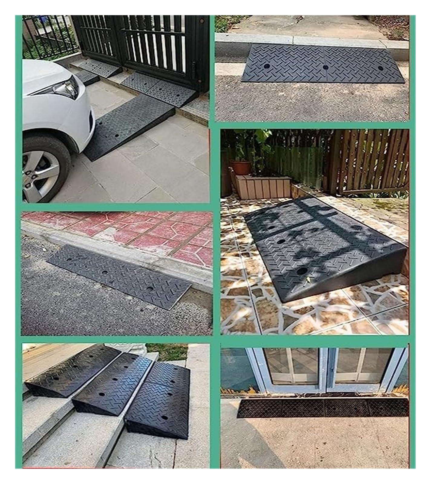 6 Inch Rise Rubber Curb Ramps For Driveway, 40000 Lbs Heavy Duty Rubber Shed Threshold Ramp For
