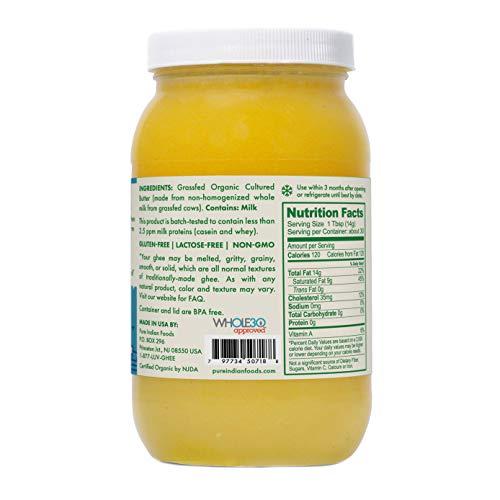 PURE INDIAN FOODS Grassfed Organic Cultured Ghee 15 oz