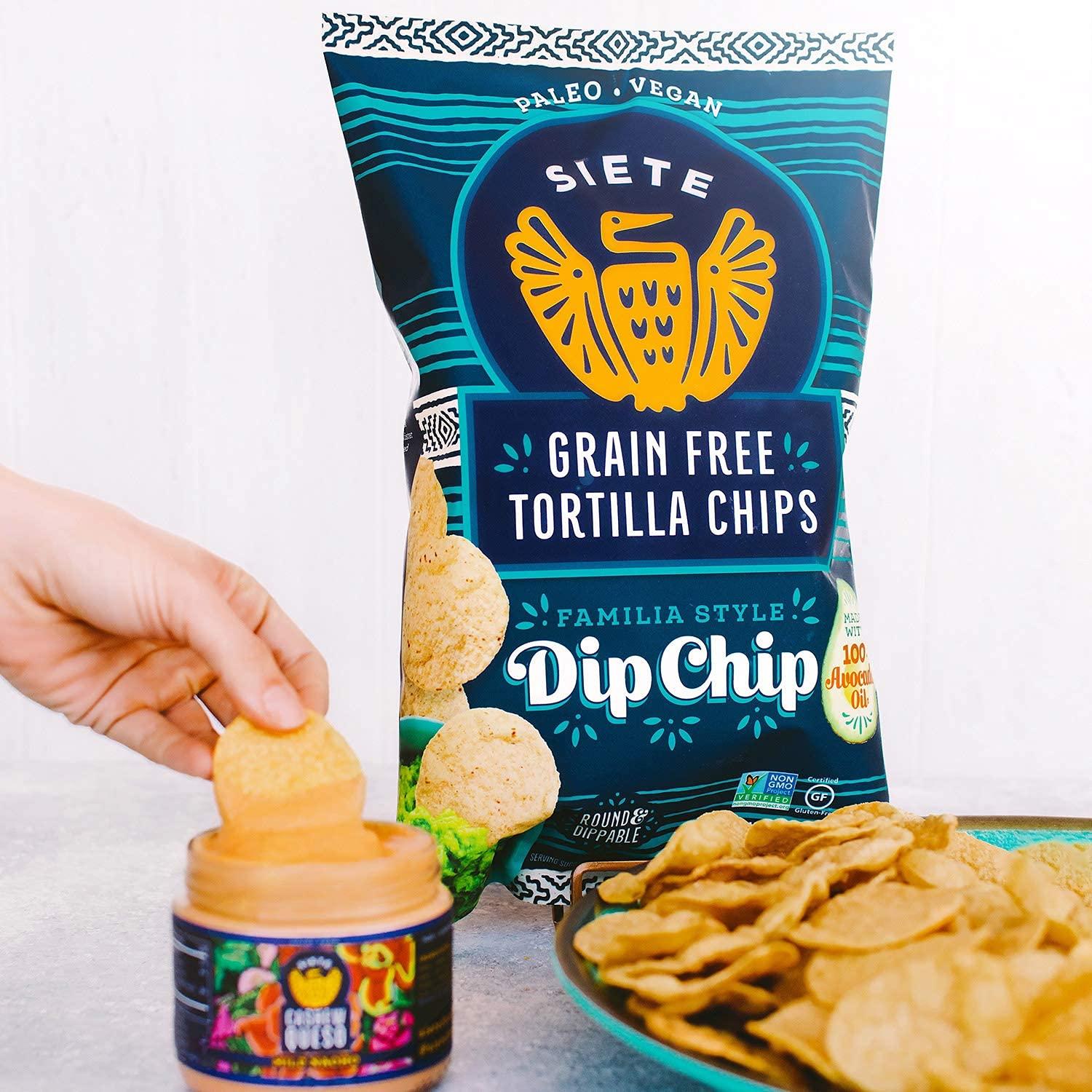 Siete Siete Grain Free Tortilla Chips | Gluten Free Chips | Paleo & Vegan Snacks | Non GMO | Dip Chip, 5 Ounce (Pack of 12)