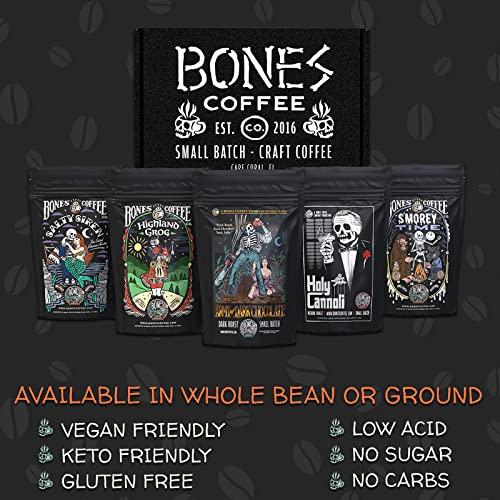 Bones Coffee Company Bones Coffee Company NEW Flavors! Favorite Flavors Sample Pack | 4 oz Pack of 5 Assorted Whole Coffee Beans | Low Acid Medium Roast Gourmet Coffee Beverages (Whole Bean)