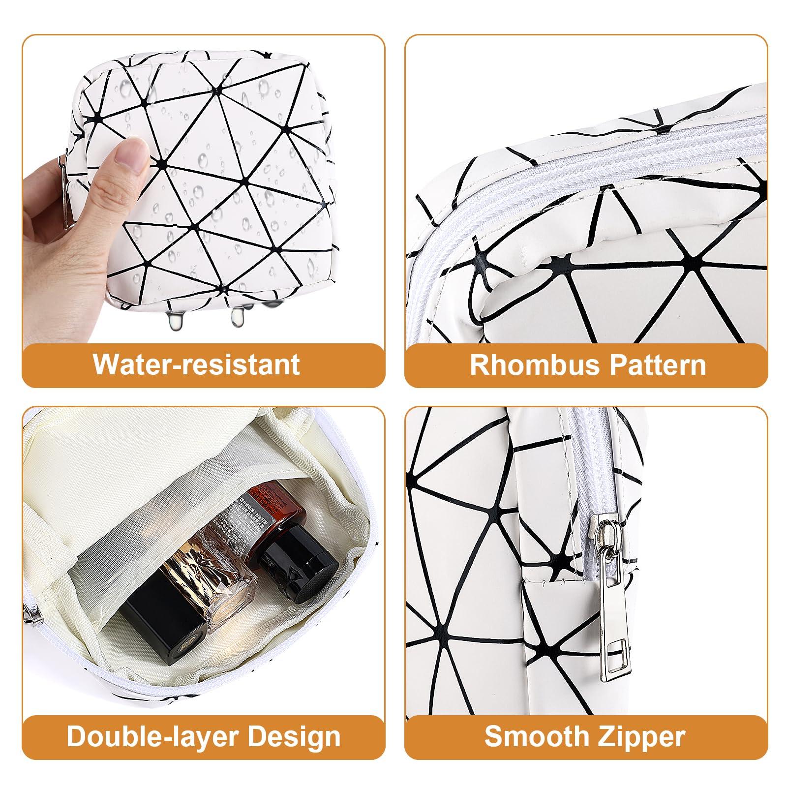 Likesing Likesing Sanitary Napkin Storage Bag, Leather Portable Period Bag for Girls Women, Sanitary Napkin Period Pad Pouch Tampon Holder for Purse, Small Make Up Bags(White)