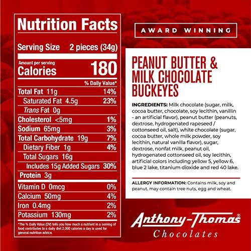 Anthony-Thomas Anthony Thomas, Great Tasting Peanut Butter & Milk Chocolate Buckeyes in Ohio State Buckeyes Box, Deliciously Delightful Snacks (12 Count)