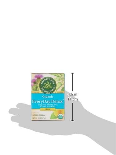 Traditional Medicinals Traditional Medicinals Organic EveryDay Detox Lemon Herbal Tea, Supports Healthy Skin & Liver Function, (Pack of 1) - 16 Tea Bags