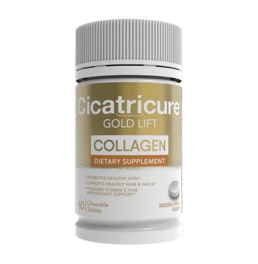 Cicatricure Cicatricure Gold Lift Chewable Collagen Tablets. Promotes Healthy Skin, Hair, Nails and Joints. Peach Flavor. 60 Tablets