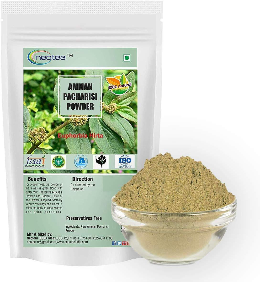 neotea neotea Amman Pacharisi | Euphorbia Hirta Powder 300 GM (10.58 OZ) Pack of 1 | Premium Quality Herbal Supplement | 100% Pure and Natural