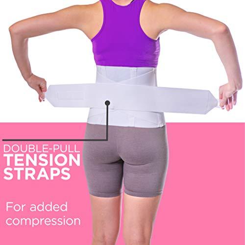 BraceAbility BraceAbility Women's Back Brace for Female Lower Back Pain - Lightweight Soft White Elastic Lumbar Compression Support Belt is Discreet Under Clothes for Ladies, Nurses, Walking (L)