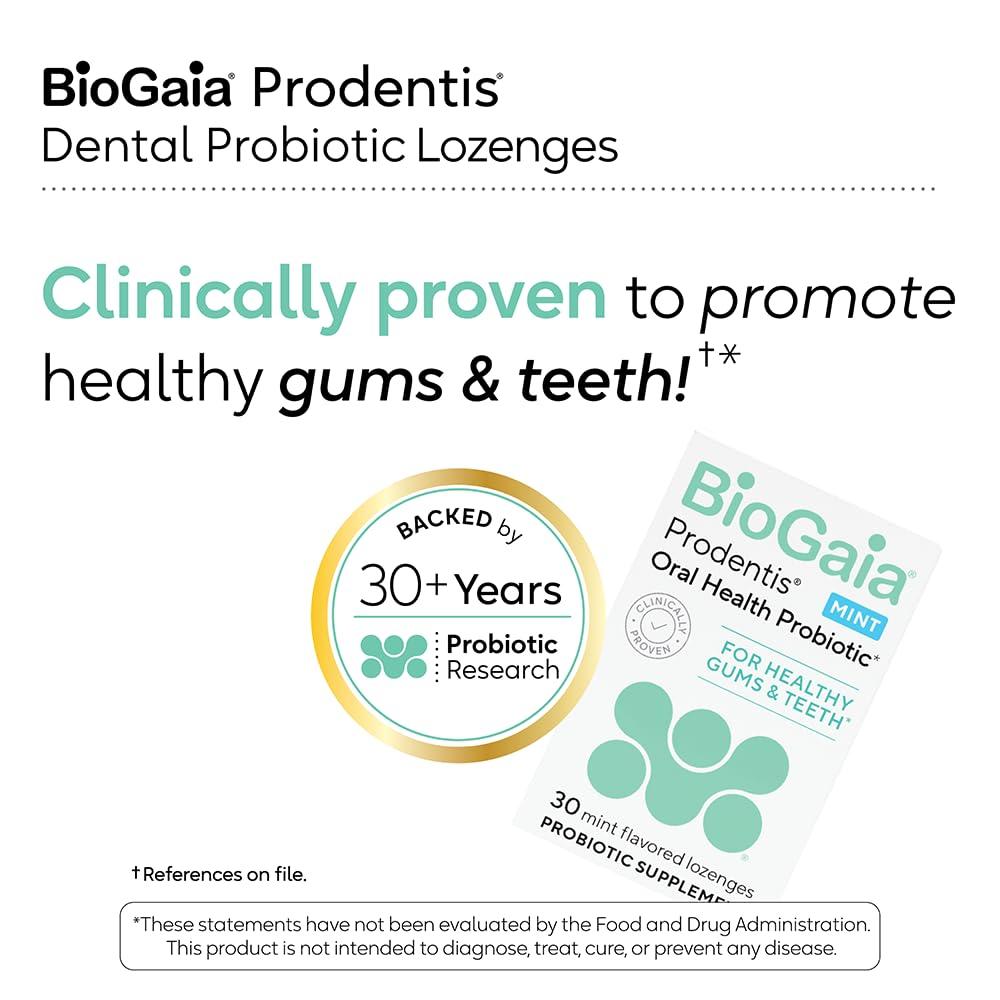 BioGaia BioGaia Prodentis | Dental Probiotic Lozenges | Promotes Healthy Gums & Teeth | Defends Against Dental Problems | Replenishes Oral Microbiome | Improves Oral Health | Mint Flavor | Pack of 5