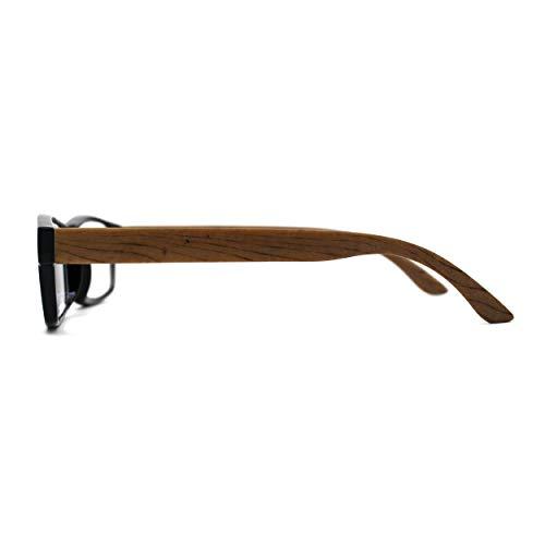 SA106 Mens Classic Rectangle Wood Grain Spring Hinge Arm Plastic Reading Glasses Black Brown +3.25