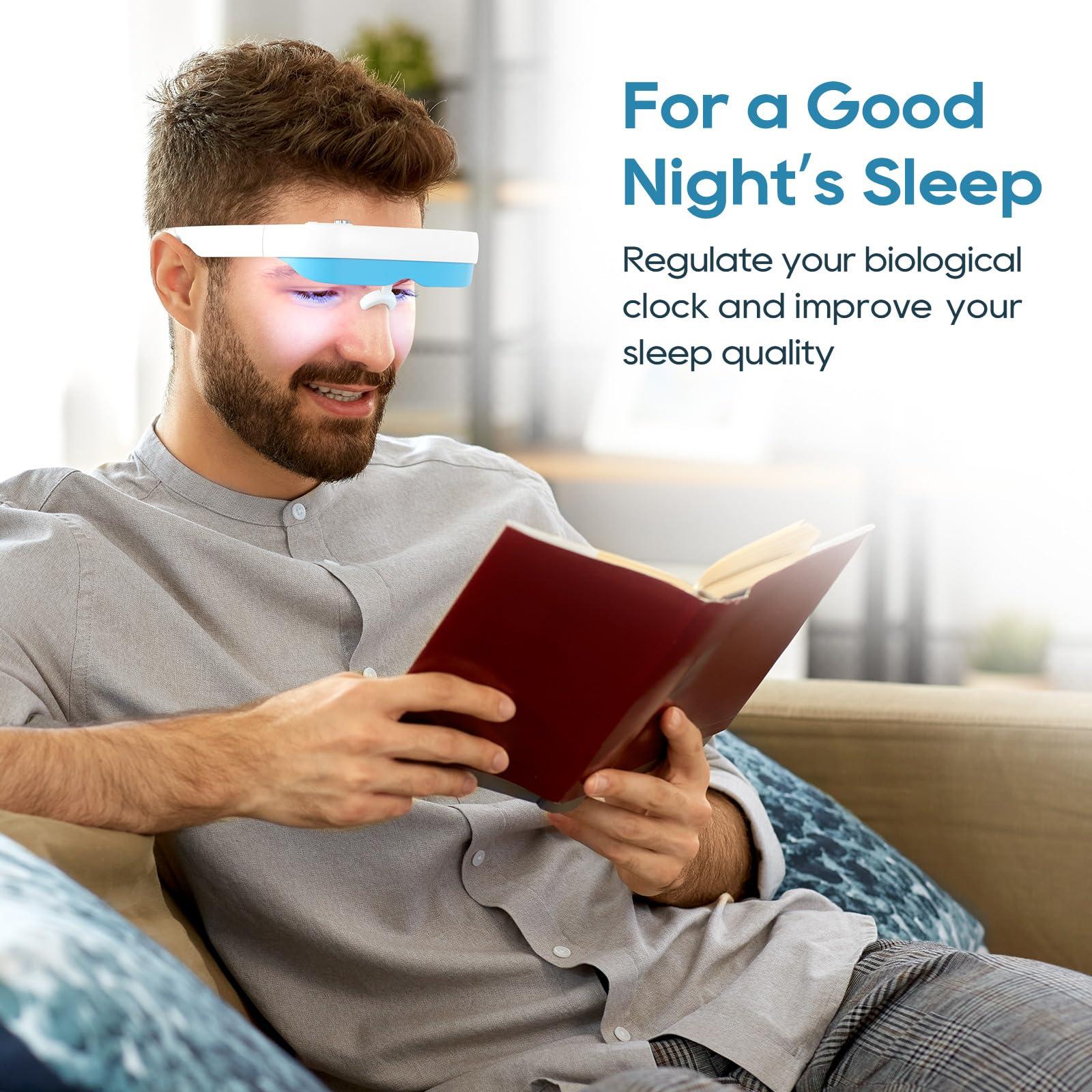 VanBoLon VanBoLon Light Therapy Glasses, Glasses Therapy Lamp Portable Daylight Lamp Natural Relief for Sleep Problems, Mood Disorders and Jet lag, Light Therapy Lamp Glasses Adjustable Brightness and Timer