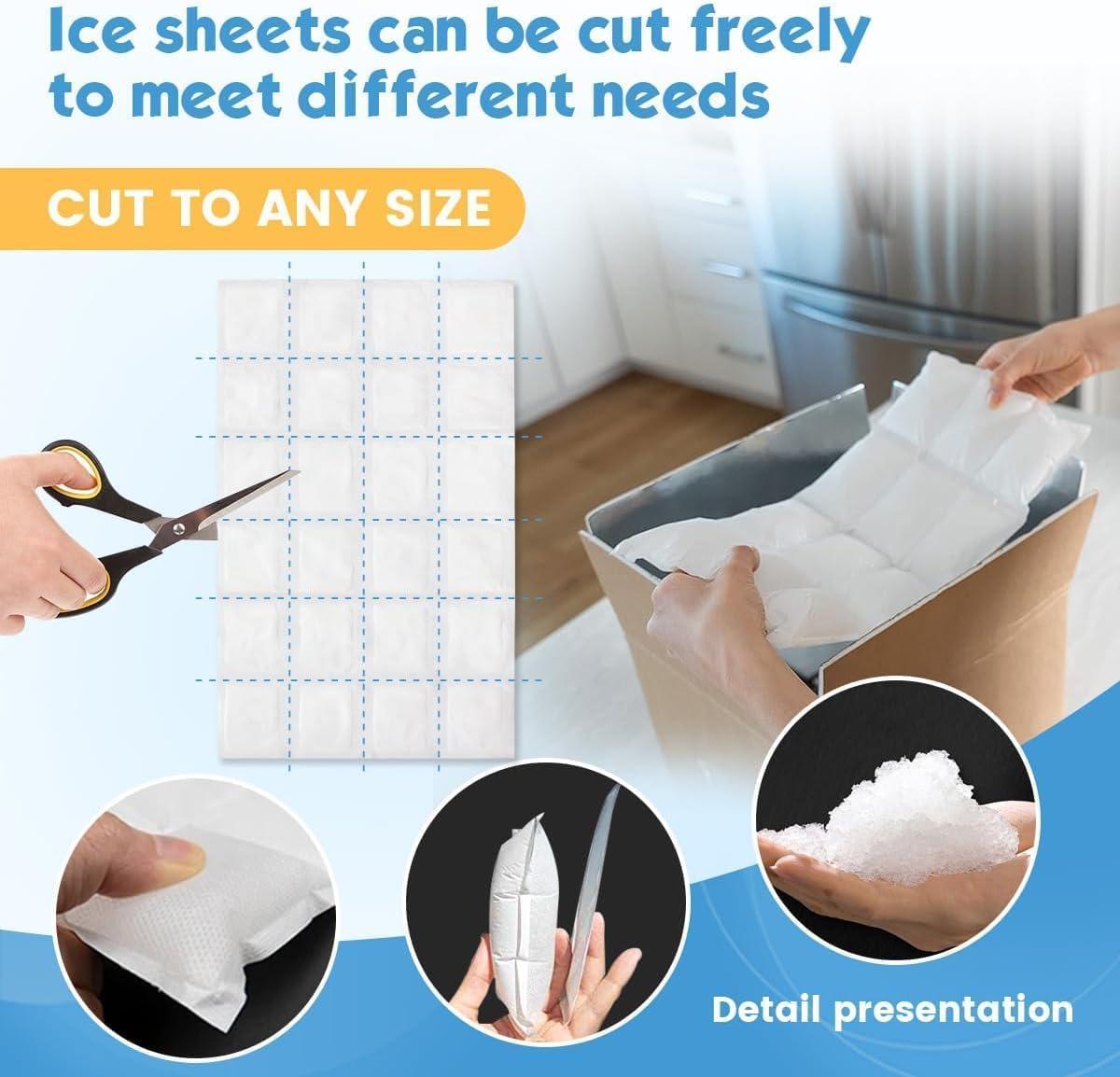 WAQIWARON WAQIWARON Ice Sheets for Coolers Reusable - Ice Pack Sheets - 4 Large Flat Freezer Packs for Coolers - 96 Cube Ice Packs for Flexible Ice Mat - Long Lasting Ice Packs for Cooler