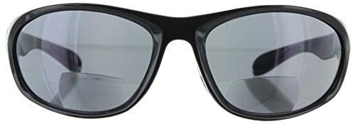 Fiore Fiore Bifocal Reading Sunglasses Readers Tinted Sport Wrap-Around Style for Men & Women [Black, 2.00]