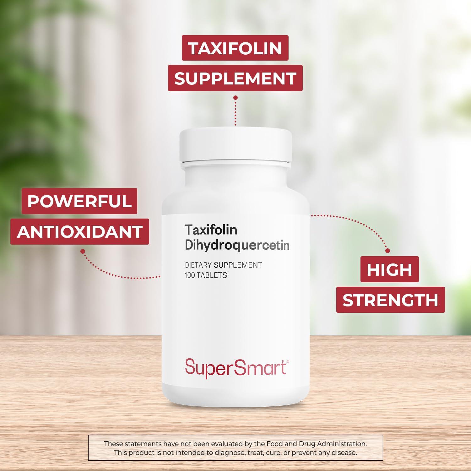 super smart Supersmart - Taxifolin Dihydroquercetin 60mg per Day (90% DHQ Supplement) - Russian Siberian Dahurian Larch Tree Extract - Antioxidant Bioflavonoid | Non-GMO & Gluten Free - 100 Tablets