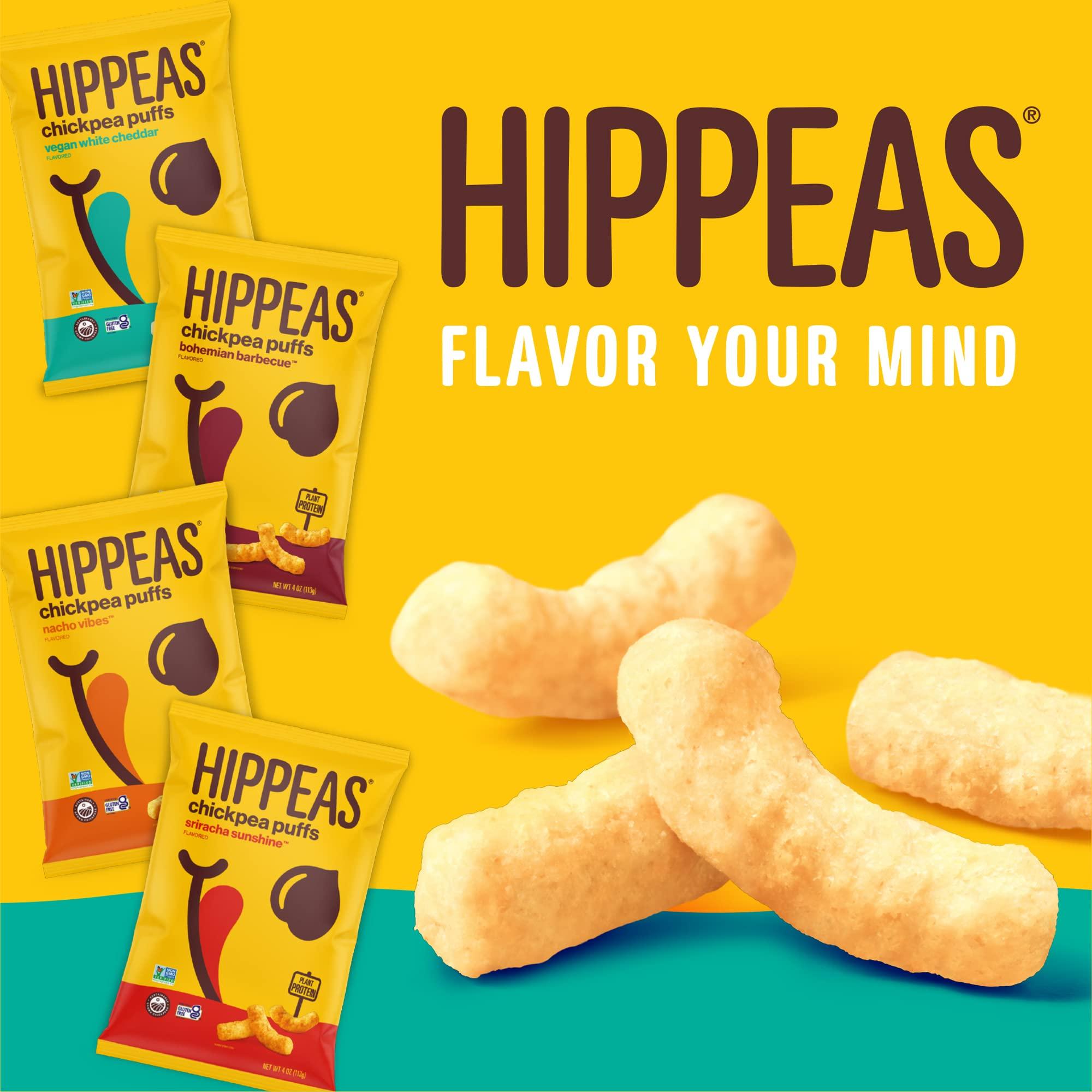 HIPPEAS Hippeas Chickpea Puffs, Cheeze Variety Pack: Vegan White Cheddar, Nacho Vibes, 0.8 Ounce (Pack of 18), 3g Protein, 2g Fiber, Vegan, Gluten-Free, Crunchy, Plant Protein Snacks